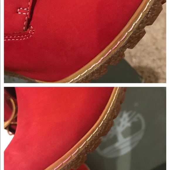 SOLD Womens Glancy Timberland Custom Red Boots - Picture 5 of 5